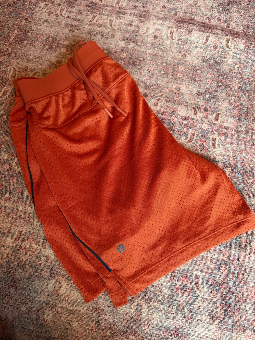 NWOT Lululemon athletica Orange Athletic Mesh Shorts with Drawstring Waist